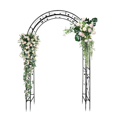 Bonnlo Rosenbogen aus Metall Stabil Wetterfest Rankhilfe aus Pulverbeschichtetem Stahl Rankgitter für Garten Rosen Plantzen 139.00 * 59.00 * 212.00/Schwarz (Kuppeldach) (Klassisch)