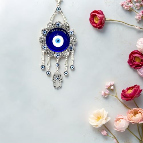 Betterdecor Blue Evil Eye with Hamsa Hand Protection Hanging Ornament (With a Pounch) 006