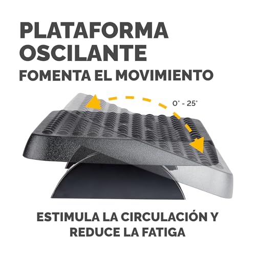 Miniatura 5 de Reposapiés Ergonómico Fellowes Para Oficina, Ajustable En Altura, Con Superficie De Masaje Antideslizante, Alivia Tensión Y Mejora La Circulación, Certificado Fira, Color Negro