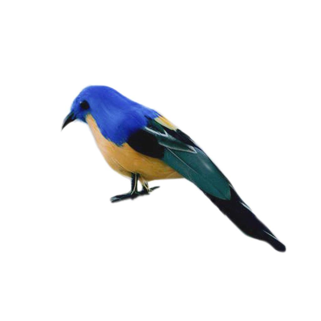 IVELECT Artificial Bird Feather Realistic Home Garden Decor Ornament Dark Blue Bird