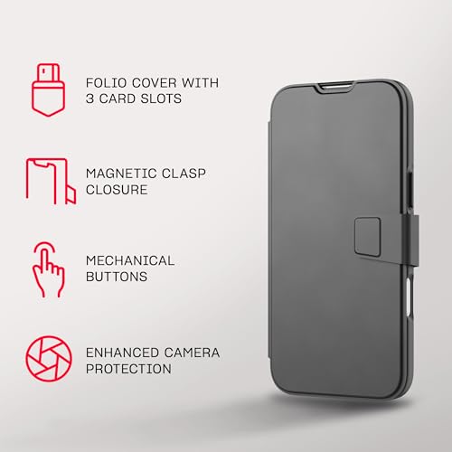 Image of Tech21 EvoLite Wallet for iPhone 16 Plus - 3 Card Slot Wallet - Impact Protection Case - in Black
