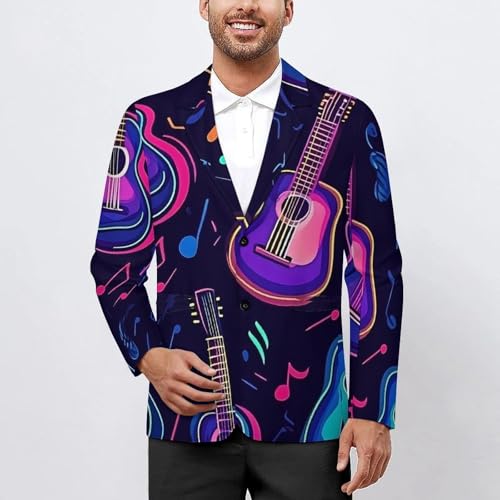 Guitar Music Notes Men's Blazer Printed Button Suit Jacket Slim Sport Coat Blazers2