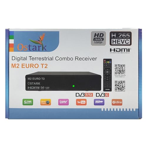 Ostark Euro T2 Receptor Terrestre TDT TDT2 FTA DVB-T2 DVB-C, H.265 HEVC Full HD PVR, Dual USB/LNB para Dos televisiones, SCART, HDMI Coaxial - imagen 6