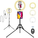 El trípode estable y resistente tiene una altura ajustable de 1-1.6 m para diferentes necesidades.Se puede ajustar a la altura más baja y colocarlo en su banco de trabajo, gran ayuda para videoconferencias; o ajuste la altura libremente para adaptarse a su tocador.