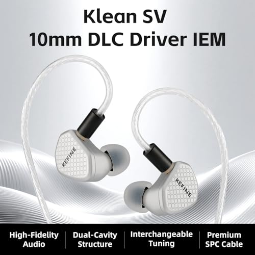 Image of Klean SV in Ear Monitor, 10mm DLC Diaphragm Dynamic Driver HiFi Earphones, Wired Earbuds, Gaming Earbuds, 3 Interchangeable Nozzles, Hybrid IEM, Detachable Cable for Musician(with USB-C Mic)