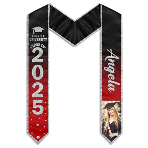 Wrappiness Personalized Graduation Stole - Custom Class of 2025 Graduation Sash with Photo, Stole for Graduation Ceremony (G01)