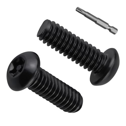 M4 x 12mm Black Security Screws (100 Pcs), 304 Stainless Steel Button Head Torx Pin-in Anti-Theft Bolts for Automotive & Public Facilities, ISO 7380 Full Thread, T20 Bit Included