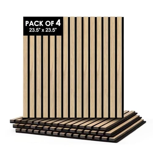 CONCORD WALLCOVERINGS ™ Fluted 3D Slat Acoustic Wall Panels – Interior Wooden Sound-Absorbing Veneers for Noise Reduction & Soundproofing - 23.5