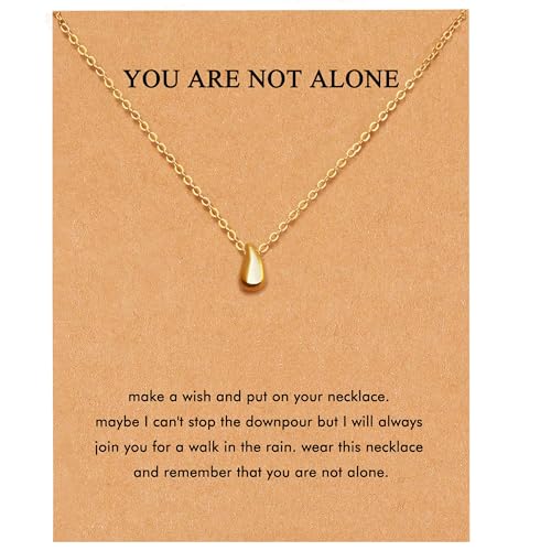 RZKING Thinking Of You Gifts For Women Golden Dainty Waterdrop Pendant Necklace for Women