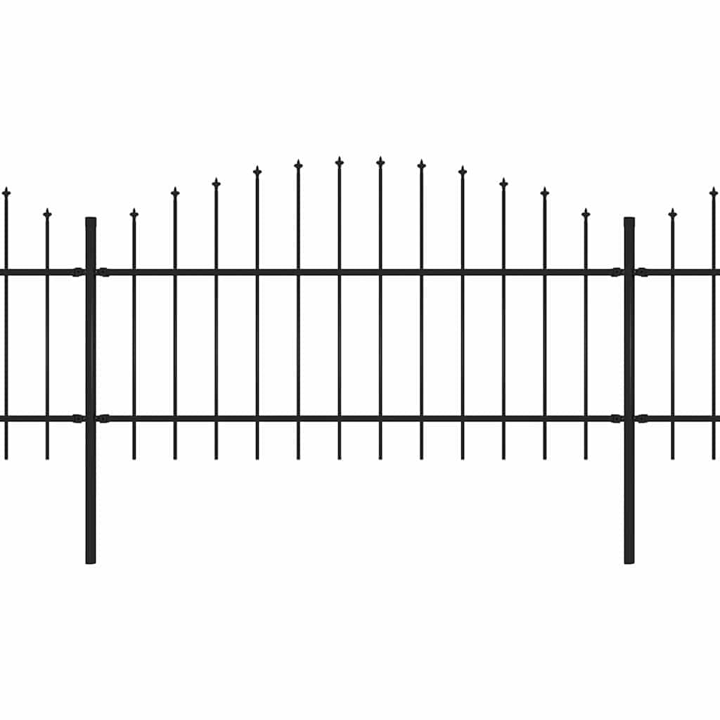 Garden Fence with Spear Steel 537x125 cm Black - Heavy-Duty Security Fencing for Garden, Yard, Property Boundary, 3 Panels and 4 Posts, Durable Metal Barrier with Vertical Assembly Outdoor Fence