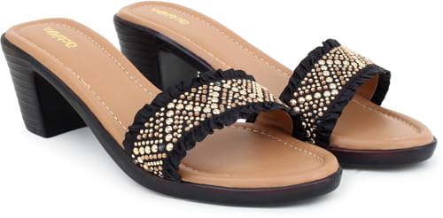 Image of Action Women's Knitted Mule Sandals| Block Heel 10cm| Peep-Toe Design Beige