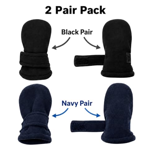 Image of N'Ice Caps Little Kids and Baby Easy-On Sherpa Lined Fleece Mittens - 2 Pair Pack