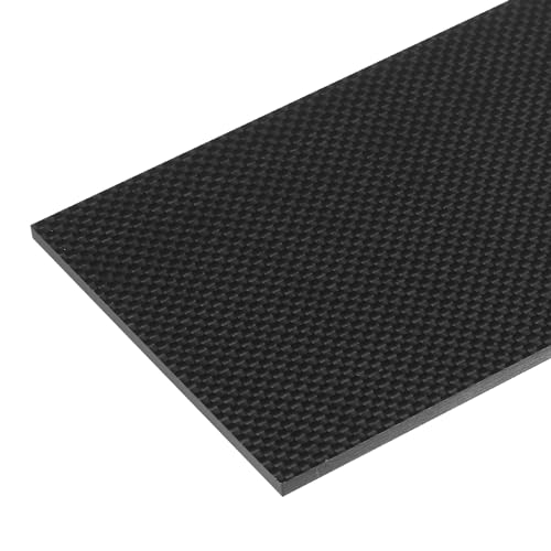 QUARKZMAN 1 Lámina de Fibra de Carbono de 100x250x5mm, Superficie Brillante, Tira Plana de Fibra de Carbono Pultrusionada, Tejido Liso, para Cometas y Aviones RC