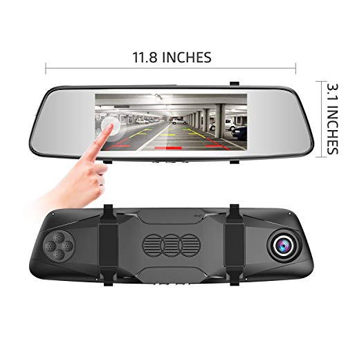 Pruveeo D700 7-Inch Touch Screen Backup Camera Dash Cam Front and Rear Dual Channel with Rear View Reversing Camera - Thumbnail 2