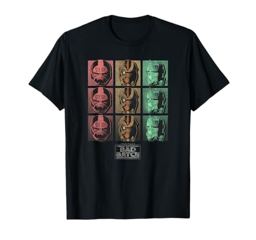 T-shirt Star Wars The Bad Batch Clone Force 99 imprimé grille en coton pour fan de la série