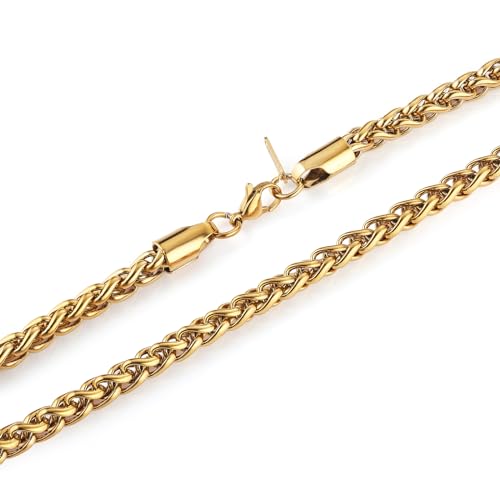 Image of HZMAN 3.0 mm Stainless Steel Wheat Silver Chain Necklaces for Men & Women 16 inch -36 inch