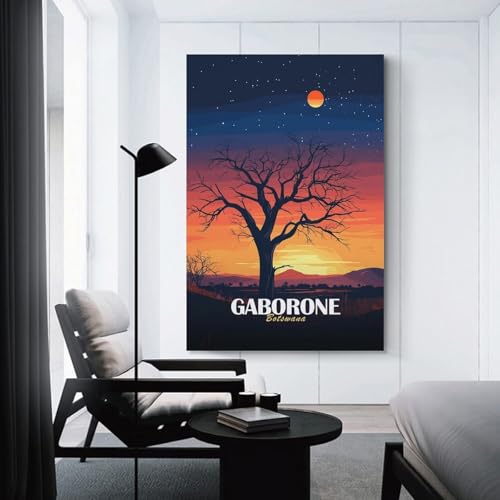 sinyumoney Gaborone Botswana Sunset Landscape Art Affiches Sur Toile, Impressions Sur Toile, Art Mural Pour Salon, Toiles Décoratives, Œuvres D'art Pour Hall, Art Moderne 08x12inch(20x30cm)