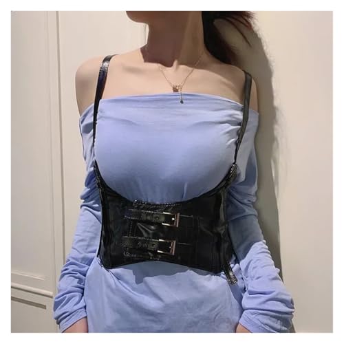 Corset Belt Women Wide Belt PU Leather Underbust Corset Crop Top Vest Waist Belt Double Buckle Cincher3