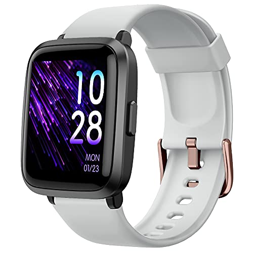 YAMAY Smart Watch, Watches for Men Women Fitness Tracker Blood Pressure Monitor Blood Oxygen Meter Heart Rate Monitor IP68 Waterproof, Smartwatch Compatible with iPhone Samsung Android Phones (Gray)
