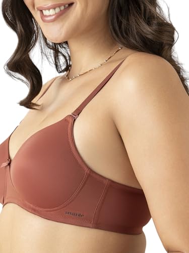 Image of Amante Smooth Charm Women's Wire-Free Padded T-Shirt Bra | Smooth Invisible Cups | Detachable Multiway Straps | Lightly Padded Everyday Comfort Bra | Soft Microfiber Fabric