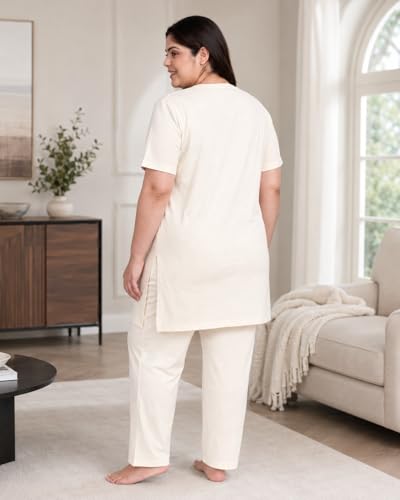 Image of In Love Women's Printed Cotton Plus Size Longline T-Shirt with Pockets | Cotton fabric - soft longline T-shirt with easy plus-size fit