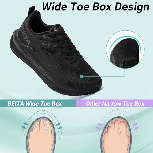 Image of Beita Women's Width Toe Box Walking Shoes|Wedge Running Athletic Tennis Shoes with Rubber Outsole|Fashion Platform Sneakers Non-Slip Thick Anti Slip Breathable Cushion Leisure Work
