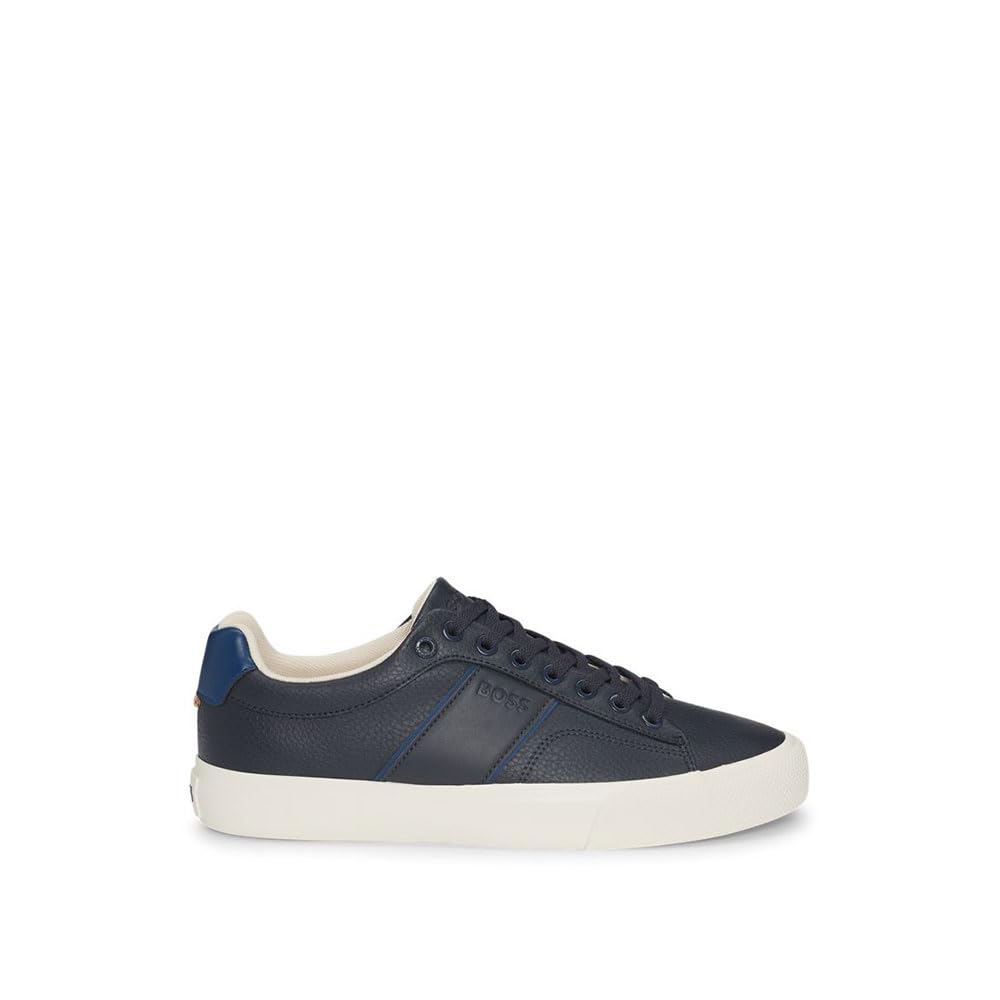 Hugo Men's Blue Sneakers, 9 Uk, Navy Leather Tennis Trainers