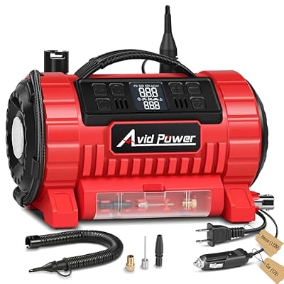 AVID POWER Tire Inflator Portable Air Compressor, 12V DC/110V AC Car Tire Pump with Inflation and Deflation, 5 Preset Modes, Digital LCD Pressure Gauge for Car Tires, Air Mattress and Small Inflatable