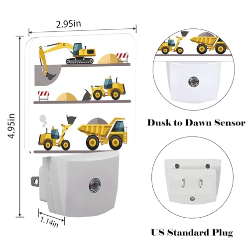 Image of Catoon Trucks Cars Night Light,Plug-in Night Lights with Dusk-to-Dawn Sensor for Stairway,Hallway,Bedroom Sleep Friendly Ideal for Women /Girls /Boys Gift,0.5w