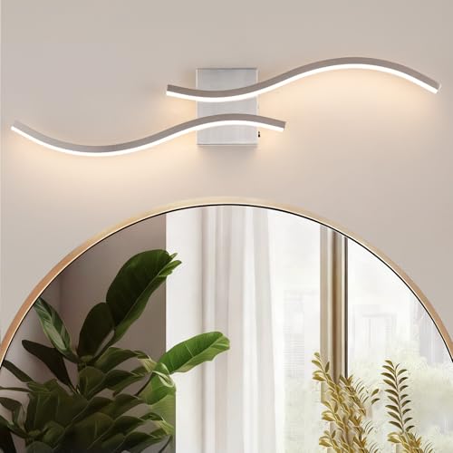 Vloitgol Bathroom Vanity Light Fixture, 32W 5CCT Dimmable Modern Led Bathroom Light Fixtures Over Mirror, Brushed Nickel LED Vanity Lighting Bar for Bathrooms (Brushed Nickel, 31.5inch)