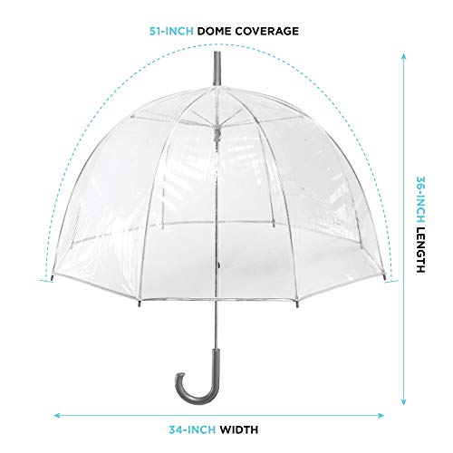 Totes Women's Clear Bubble Umbrella – Transparent Dome Coverage – Large Windproof And Rainproof Canopy – Ideal For Weddings, Proms Or Everyday Protection, White & Black Dots #TOP6