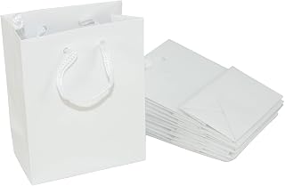 boxdisplays Paquete de 10 bolsas pequeñas medianas y grandes de color blanco mate para joyas, cumpleaños, boda, fiesta, regalo al por menor (pequeña)