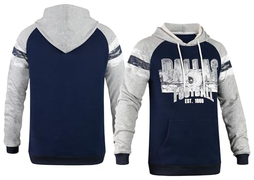 Mens City Classic Football Fans Soft & Warm Sweatshirt Hoodie Pollover - Navy & Grey2