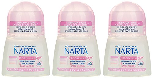 Narta - Déodorant Femme Bille Anti-Transpirant Bio-Efficacité 48h - 50 ml - Pack of 3