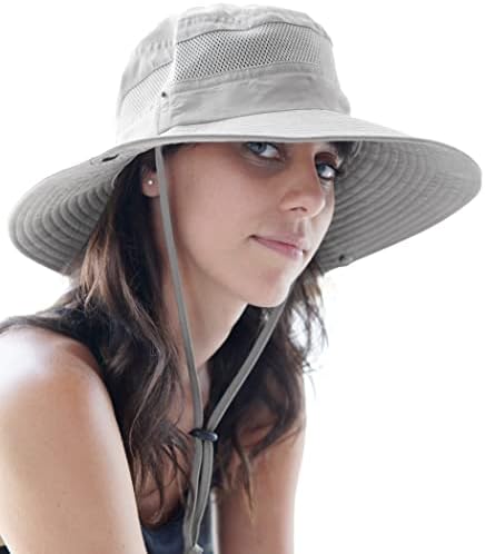 GearTOP Wide Brim Sun Hat for Men and Women - Mens Bucket Hats with UV Protection for Hiking - Bucket Hat for Women UPF 50+ (Light Grey, 7-7 1/2)
