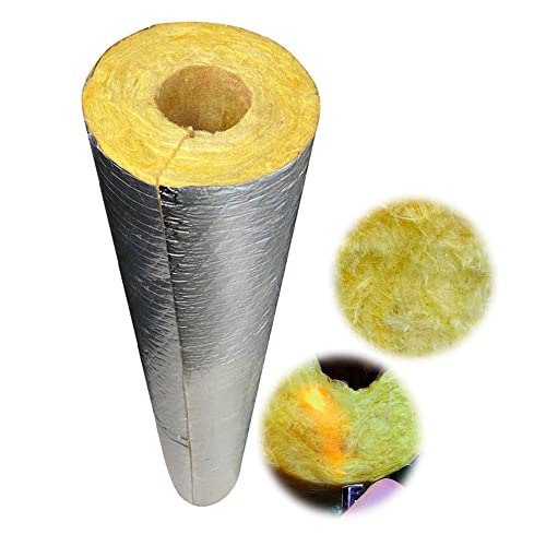 Hxloaq, Tubo de Aislamiento, de Lana de Vidrio Anticongelante Solar,Coquilla Aislante de Papel de Aluminio Autoadhesivo de Lana de Roca,Retardante de Llama, Ingeniería de Aislamiento, Espesor: 30/50m Cover