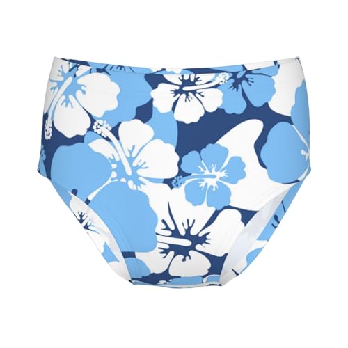 Blue Hawaiian Hibiscus Girls' Underwear Soft Cotton Little Girls Panties Comfort Briefs