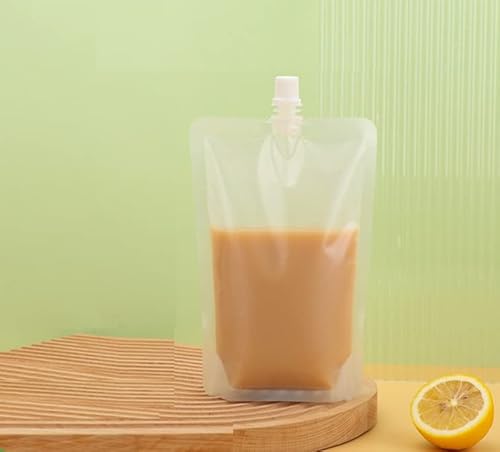 100パック液体包装袋果汁飲料透明自己支持型ノズル袋ヨーグルト密封された袋 飲み物バッグ ビニール袋 空容器 ジュース 自立 スパウトパウチスタンド 袋 テイクアウト 密封保存袋 DIY飲み物用 飲料袋 漏斗付き スパウトパウチ 透明 ビニール製 使い捨て