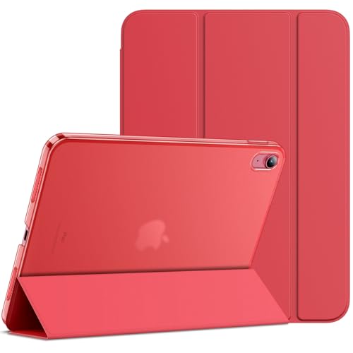 JETech Funda para iPad (A16) 11.ª/10.ª Generación (2025/2022), Soporte Delgado con Respaldo Rígido Carcasa con Auto Sueño/Estela (Rojo)