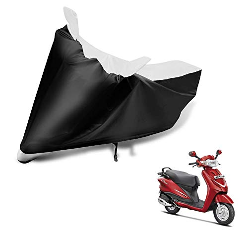Image of Auto Hub Scooty Cover Compatible with Hero Duet with Mirror Pocket, Dustproof, Heat Resistant, Triple Stitched, Duet Scooty Cover- Black, White
