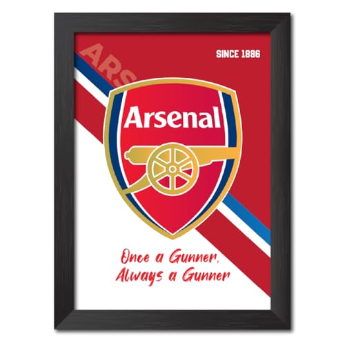 Image of TenorArts Arsenal Football Club Poster Logo Tagline Laminated Photo Frame Painting with Matt Finish Black Textures(12 inches x 9inches)