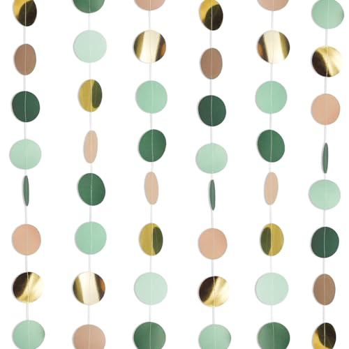 39 Pies Guirnalda de Papel Redonda de Verde, 3 Piezas Guirnalda