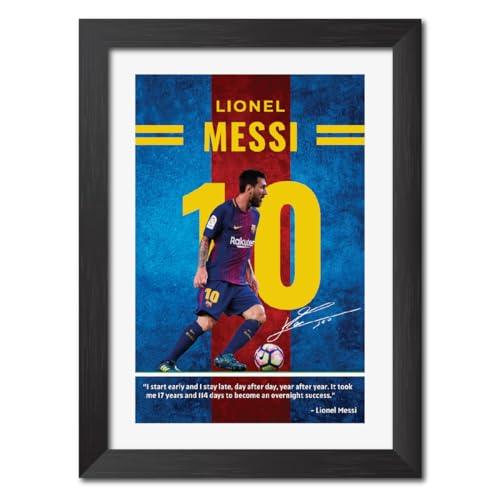 Image of TenorArts Lionel Messi Quotes Poster Frame Barcelona Laminated Photo Framed Painting with Matt Finish Black Textues (12 inches x 9inches)