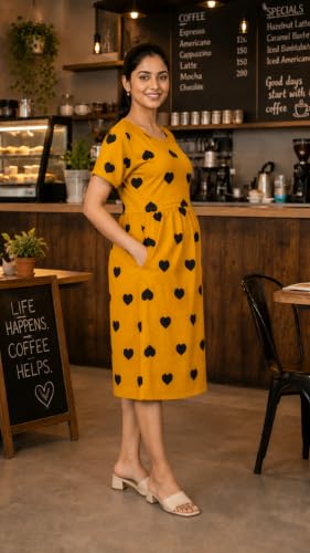 Image of Maternity Feeding Maxi Dress with Pockets, Green Butterfly Print, Zipless Long Pregnancy Gown, Pre & Post Maternity Wear Ankle Length