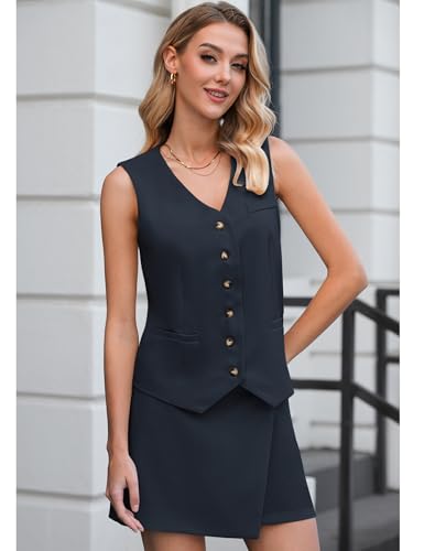 luvamia 2 Piece Skirt Sets for Women Dressy Sleeveless Blazer Vest Skirts Matching Suit Set Business Casual Work Outfits2