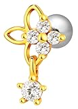 [From da Phactory] フロム ダ ファクトリー フラワー 立爪 ジュエル チャーム ストレートバーベル ステンレス 軟骨ピアス ボディピアス 1個(14G,ゴールド)