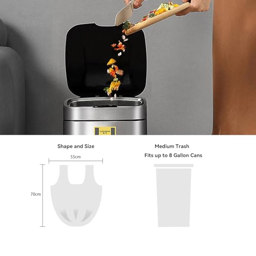 Image of WAIKAS 8 Gallon Trash Bags with Handles, Pack of 42, Garbage Bags, Size 55 * 70cm, Weight 8g /pcs, Unscented, White
