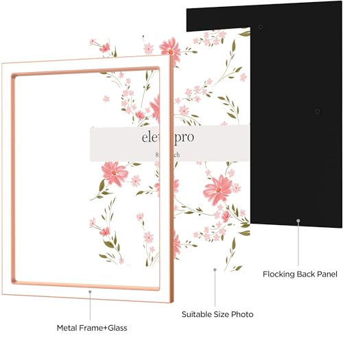Image of eletecpro 8x10 Enamel Picture Frame with Real Glass Cover, White, 1-Pack | Tabletop or Wall Decor, Horizontal and Vertical Display, Metal Edge & Velvet Backing Design, Easy Slide-In Photo Changing