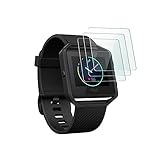 OMOTON Fitbit Blaze Screen Protector [3 Pack]-Full Coverage Glass Screen Protector for Fitbit Blaze Smart Watch with [2.5D Round Edge] [9H Hardness] [Crystal Clear] [Anti-Scratch] [No-Bubble]