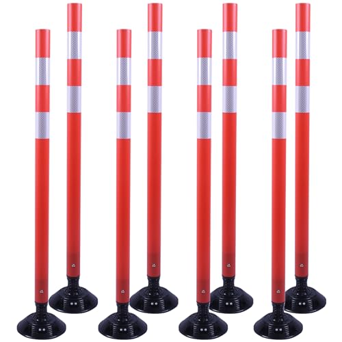 OrangeStar 48" Orange Traffic Delineator Cones 8-Pack Safety Post...